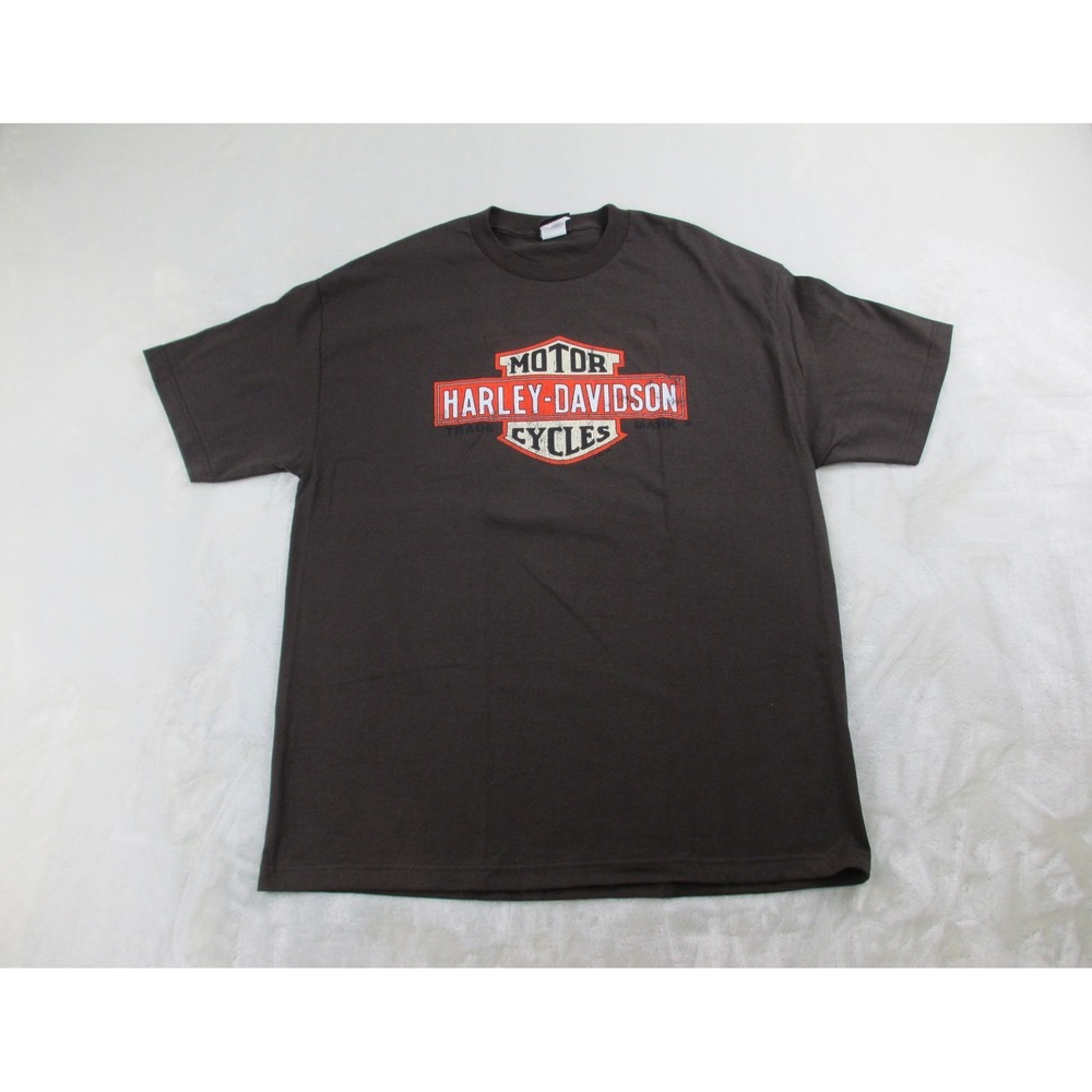 VINTAGE Harley Davidson Shirt Mens Extra Large Brown Logo Motorcycle Rider 00s